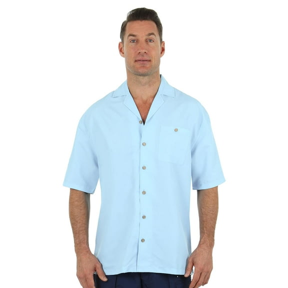 UZZI Mens Hawaiian Casual Button Down Short Sleeve Beach Surf Aloha Party Shirt, Light Blue, Size: Medium, Uzzi Active Wear