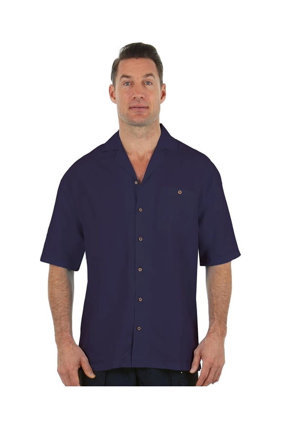 Mens Hawaiian Casual Button Down Short Sleeve Beach Surf Aloha Party Shirt, Navy, Size: Medium, Uzzi Active Wear