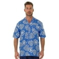 thumbnail image 1 of UZZI Mens Hawaiian Casual Button Down Short Sleeve Beach Surf Aloha Party Shirt, Royal Blue Flowers, Size: Medium, Uzzi Active Wear, 1 of 3