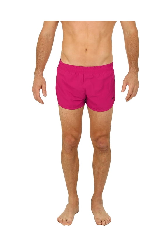 Mens Swim Trunks Nylon Boxer Shorts Running Shorts, Fuchsia, Size: Large, Uzzi Active Wear