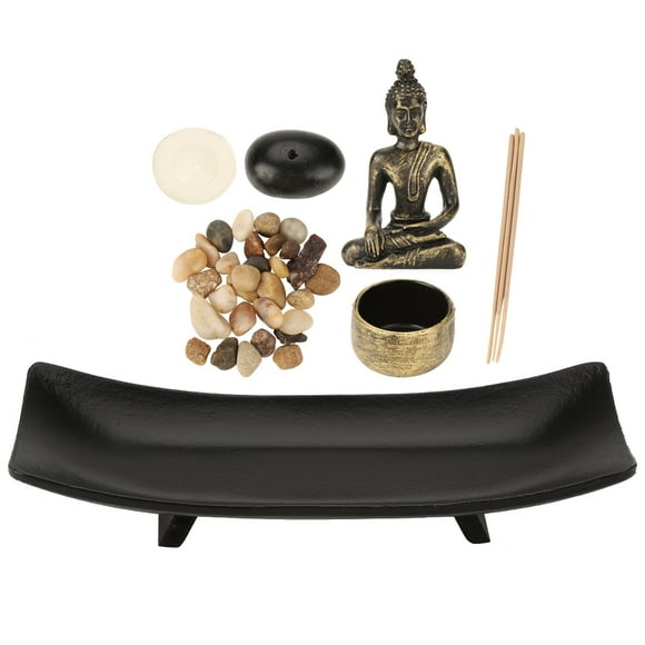 Uadme 1 set Zen Buddhism Candlestick Incense Holder, Tabletop Buddha Statue Home Zen Garden Buddhism Candlestick Incense Holder Set