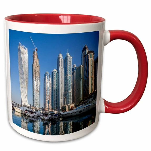 3drose, Uae, Dubai, Marina High Rise Buildings., 11oz Two-tone Red Mug