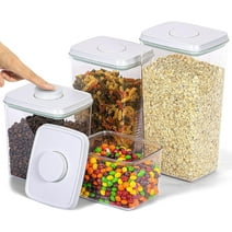 Uamector Pop Airtight Food Storage Containers, Top Pop One Button Control, 4-Piece BPA Free Air Tight Storage Containers with Lids, Clear