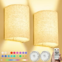 Uamector Wall Sconces Set of 2, Battery Operated Wireless Wall Sconce, 18 RGB Colors, Adjustable Wall Lights, 2 Pack of Wall Lamps, Remote Control for Bedroom Living Room Hallway