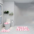 thumbnail image 1 of Uandlove 3-Piece Pink Marble Bathroom Rug Set, Non-Slip Microfiber U-Shape Contour Mat and Toilet Lid Cover, Soft Absorbent Machine Washable Bath Mat Set for Bathroom Decor, 1 of 6