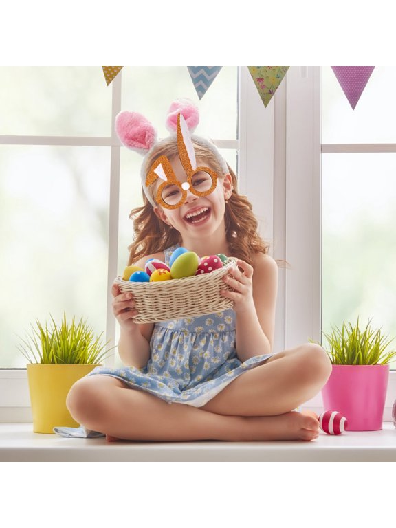 4Pcs Easter Bunny Glasses Photo Booth Props, Spring Rabbit Ear Eyewear for Ki-ds Easter Egg Hunt Party Favors Family Holiday Decorations