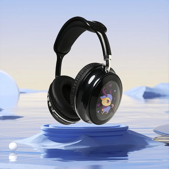 Uandlove Bluetooth Earphones Active Noise Cancelling,Intelligent With The Enchanting Deer Space Capsule Delve Into Radiant RGB Ambiance While Enjoying Premium Bluetooth Headphones Black