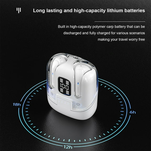 Uandlove Bluetooth Headphones Noise Cancelling,4 Headsets Bluetooth Headsets Ultra Long Life High Sound Quality Gaming Sports Headsets With Digital Display,White