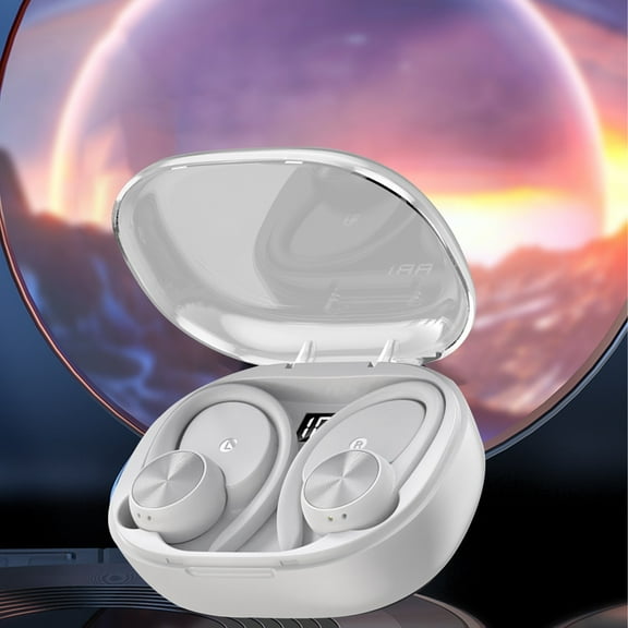 Uandlove Bluetooth Headset for Cell Phone,Q36 Bluetooth Earphone Display Battery Level Ear Mounted Sports Wireless Earphone,White