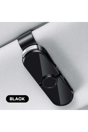 Car Sunglass Holder for Visor 360 Rotating One Hand Clip Dual Glasses Storage No Tools Leather Look Auto Sun Visor Organizer for Eyeglasses - 2 Pack