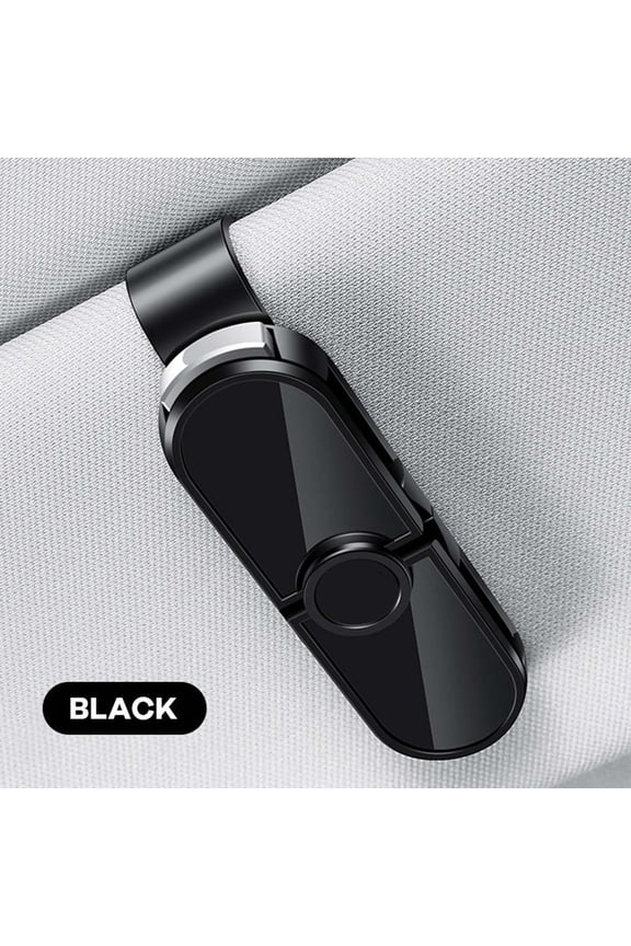 Car Sunglass Holder for Visor 360 Rotating One Hand Clip Dual Glasses Storage No Tools Leather Look Auto Sun Visor Organizer for Eyeglasses - 2 Pack