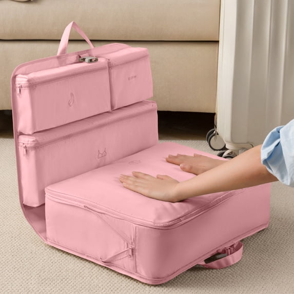 Uandlove Compression Packing Cubes for Travel Organizer, Multi-Compartment Suitcase Clothes Storage Bag with Portable Handle for Home, Pink