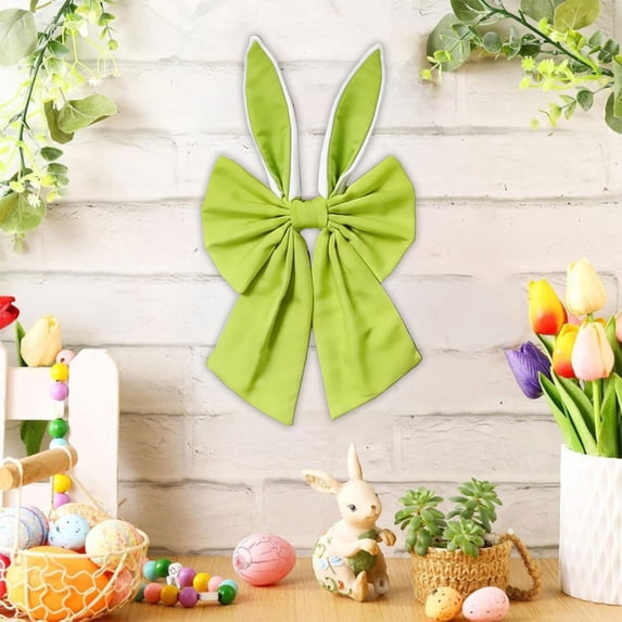 Uandlove Easter Bunny Ear Bow, Light Green Large Door Bow for Easter Spring Decor, Hanging Bow for Wreath Wall Window Decoration