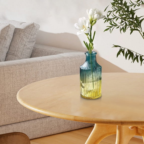 Uandlove Embossed Glass Bud Vase Set of 2, Small Multicolor Centerpiece for Wedding Decor Flower Arrangement for Living Room Dining Table Home Decor