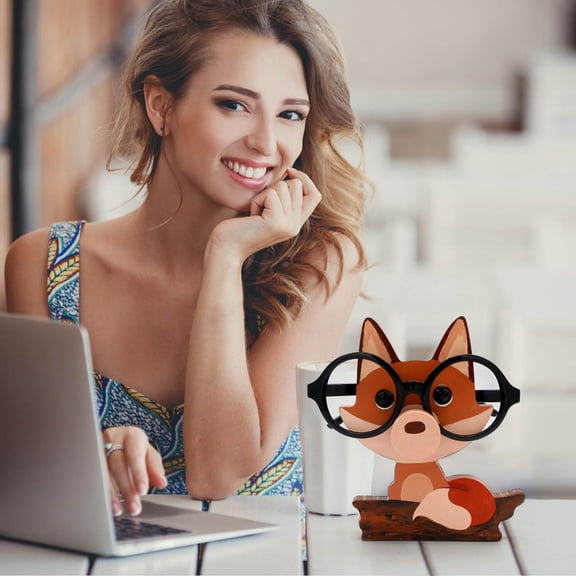 Uandlove Hand Carved Wood Glasses Holder Animal Desk Decor for Home Office Sunglasses Stand Natural Wood Organizer for Jewelry Watch Unique Housewarming Gift for Dad Mom