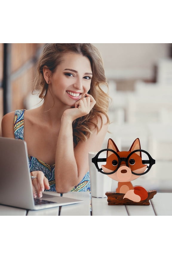 Hand Carved Wood Glasses Holder Animal Desk Decor for Home Office Sunglasses Stand Natural Wood Organizer for Jewelry Watch Unique Housewarming Gift for Dad Mom