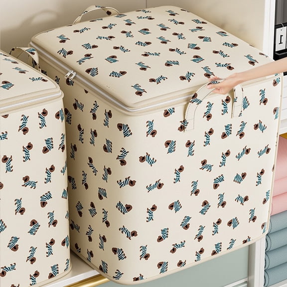 Uandlove Heavy Duty Collapsible Storage Cube, 16 Inch Large Foldable Storage Bin with Zipper for Clothes Blankets Toys, Home Closet Dorm Moving Organization