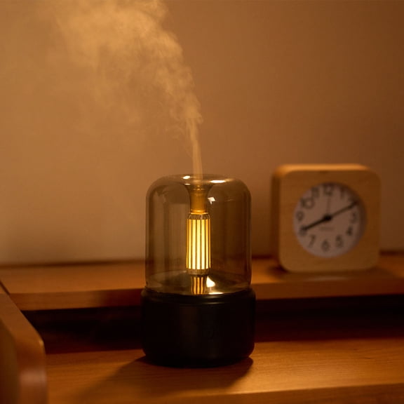Uandlove Humidifier Large Room Candle Aroma Diffuser Usb Desktop Candle Home Humidifier Comes With 10ml Oil Black