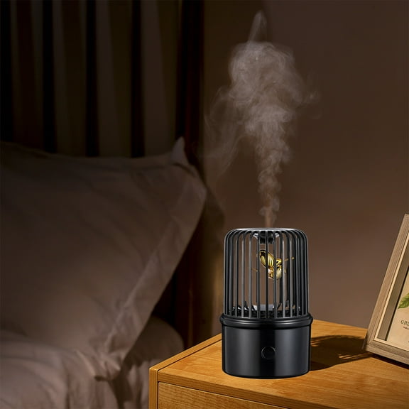 Uandlove Humidifier Large Room Portable Music Humidifier - USB Personal Desktop Humidifier For Stress Relief Bedroom Humidifier Auto Shut Off Night Light Quiet Aromatherapy Humidifier Black