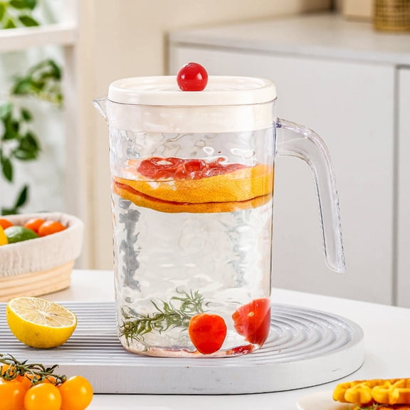 Uandlove Large Plastic Water Pitcher with Lid – 3.3L BPA Free Cold Brew Iced Tea Maker, Juice Container for Fridge Door, Leakproof Beverage Dispenser, White