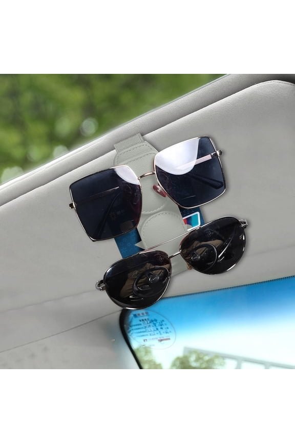 Magnetic Car Sunglasses Holder for Visor, Leather Glasses Clip Organizer, Sunglass Hanger Rack for Vehicle Interior Accessories, One Hand Eyeglass Case for Men Women