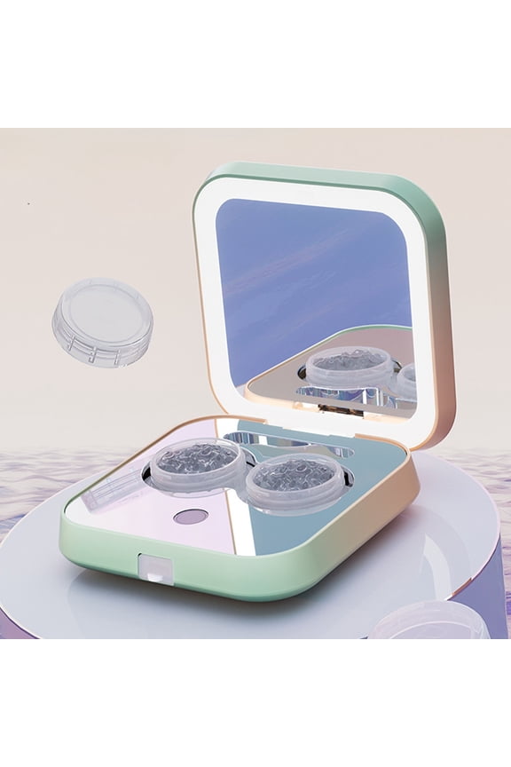 Mini Ultrasonic Cleaner for Glasses Jewelry Contacts, Portable Sonic Cleaning Machine with Mirror Lid, Automatic Vibration for Rings Dentures