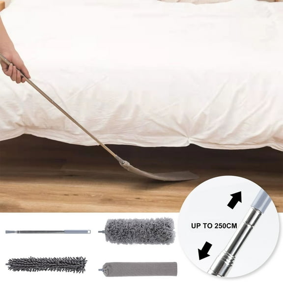 Uandlove Mops For Floors,,Four Piece Combination Retractable Sweeping Fiber Feather Flexible Electrostatic Chenille Brush Multifunctional Household Cleaning Extension Extension,Multi-color