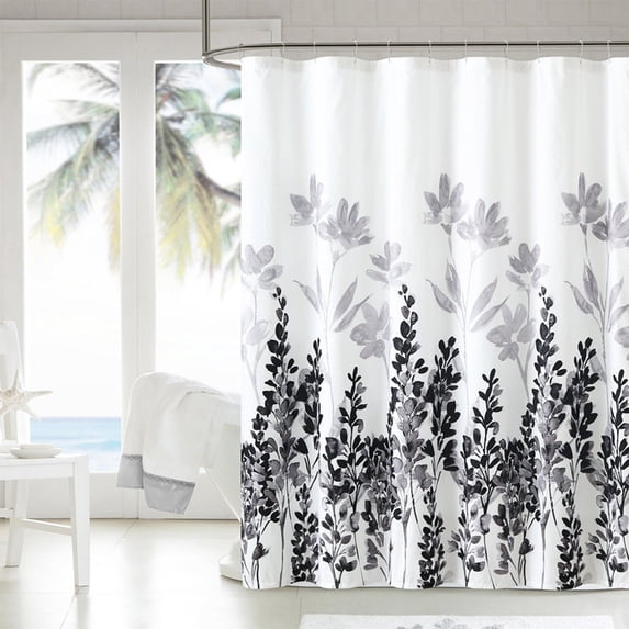 Uandlove Polyester Fabric Shower Curtain 71x71 Inches with 12 Hooks, Water Repellent Bathroom Shower Curtains with Weighted Hem, Machine Washable Stall Curtain, Gray