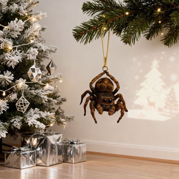 Uandlove Set of 4 Flat Acrylic Christmas Ornaments Woodland Forest Animals Decorations, 4 Inch Clear Tree Pendant with Rope for Modern Rustic Holiday Party Favor