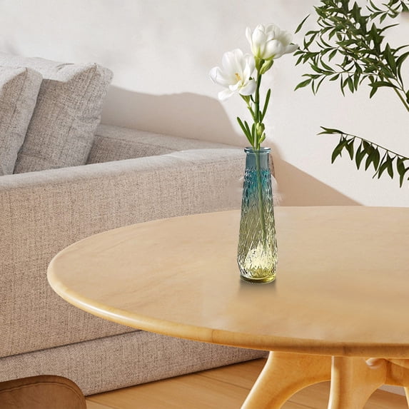 Uandlove Small Glass Bud Vase 8.66" Textured Ribbed Cylinder Centerpiece for Table, Embossed Decorative Vase for Living Room Shelf or Wedding Decor
