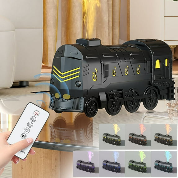 Uandlove Small Humidifiers for Bedroom Train Aromatherapy Machine Colorful Train Humidifier With Remote Control Retro Steam Train Home Decor black