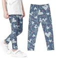 thumbnail image 1 of Uandlove Spring Summer Girls Printed Pants, High Waist Stretchy Soft Tights Kids Leggings For School Wearing Blue 7T, 1 of 4