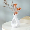 thumbnail image 1 of Uandlove Unbreakable Plastic Vase Ceramic Look Small Tabletop Flower Vase for Bookshelf Coffee Table White Modern Decor Wedding Centerpiece Housewarming Gift, 1 of 6