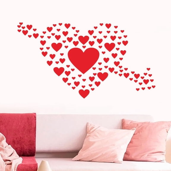 Uandlove Valentine's Day Static Cling Decals - 97 Pcs Reusable Removable Heart Window Clings for Wall, Glass, No Residue, Red Heart Decorations for Party, Home, Classroom