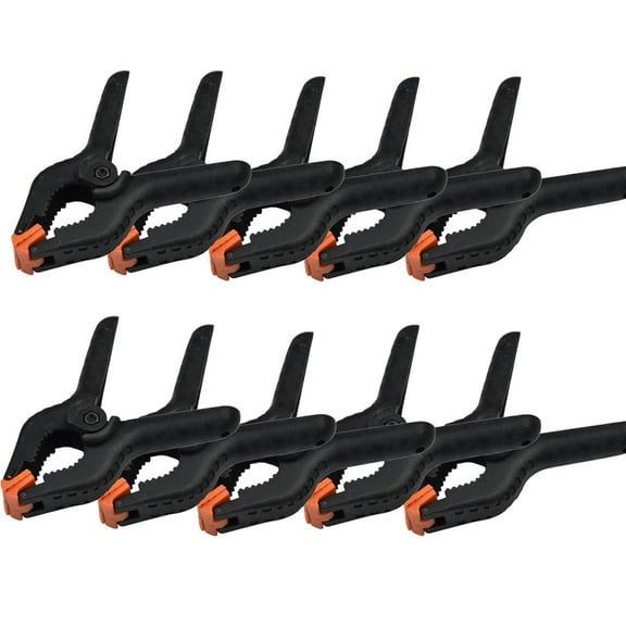 Uanit 10 Pcs Large Spring Clamp Set, Nylon Plastic Clips Heavy Duty Clamp with Flexible Jaw Pad and Anti-slip Handles for Woodworking Backdrop Photo Studio Craft DIY Art