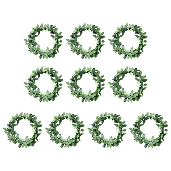 Uanit 10 Pcs Mini Eucalyptus Wreaths for Cabinets with Greenery Artificial Leaves Spring Summer Small Candle Rings Wreaths for Home Kitchen Front Door Window Farmhouse Porch Wall Hanging Decor