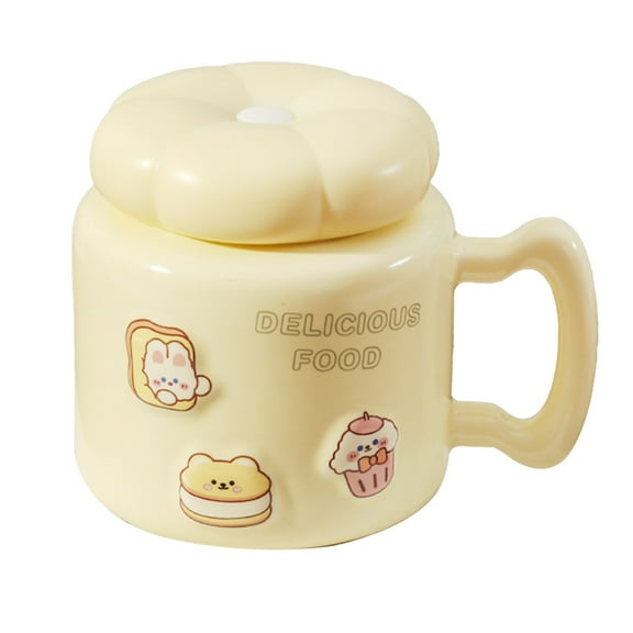 Uanit 12 Oz Tea Cup with Lid Glass Coffee Mug Kawaii Cat Mug Cute Mugs Tea Mug Cute Cool Stuff Cat Gifts Birthday Gifts Cute Gifts for Women Girls