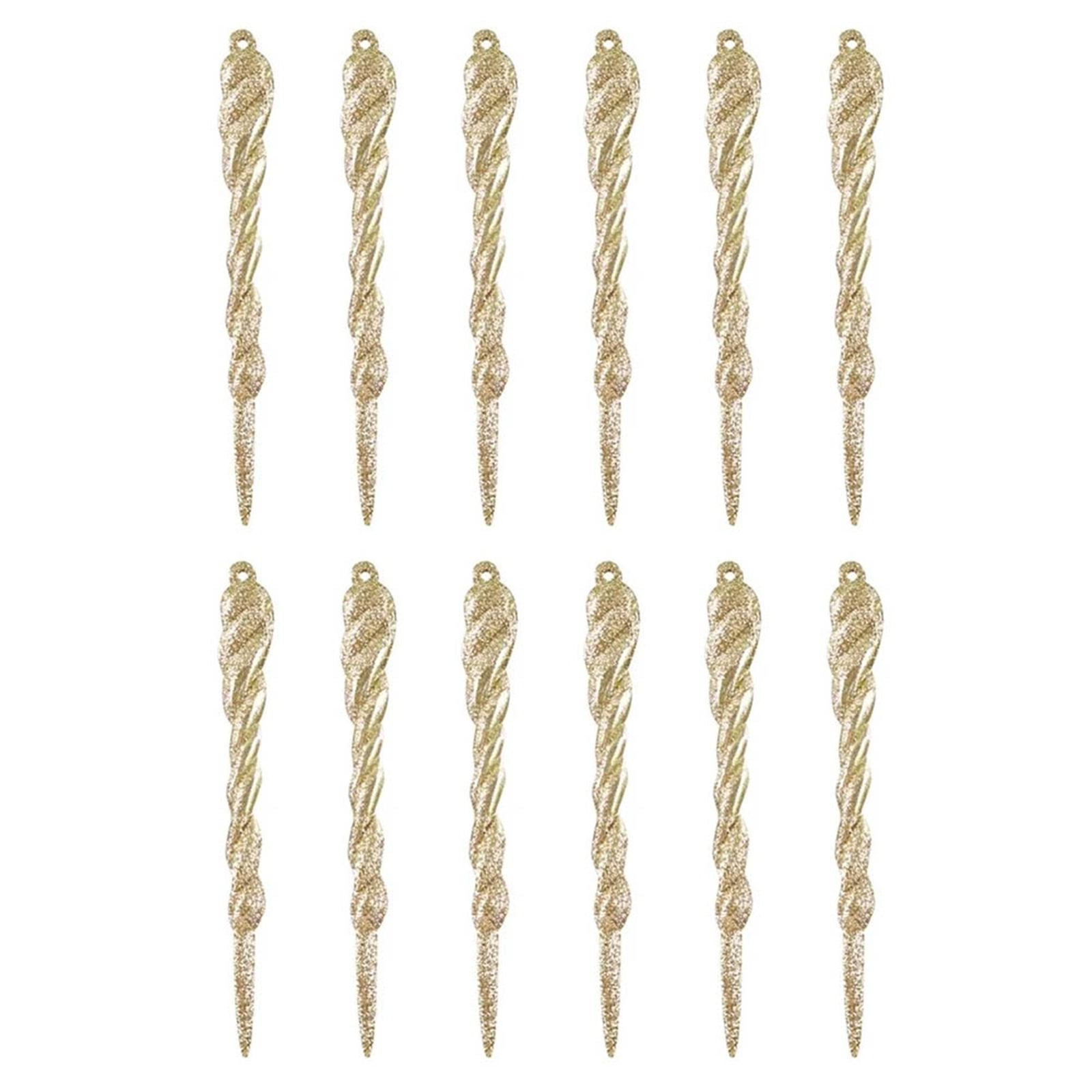 Uanit 12 Pieces Icicle Ornaments Twisted Clear Glitter Tree Ornaments