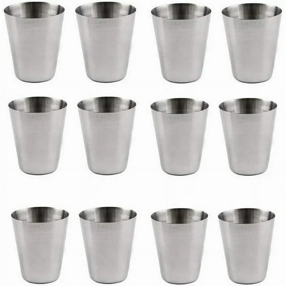 Uanit 12 Portable Wine Cups 1oz/30ml Metal Stainless Steel Cup Mug Drink Coffee Beer Tumbler Travel