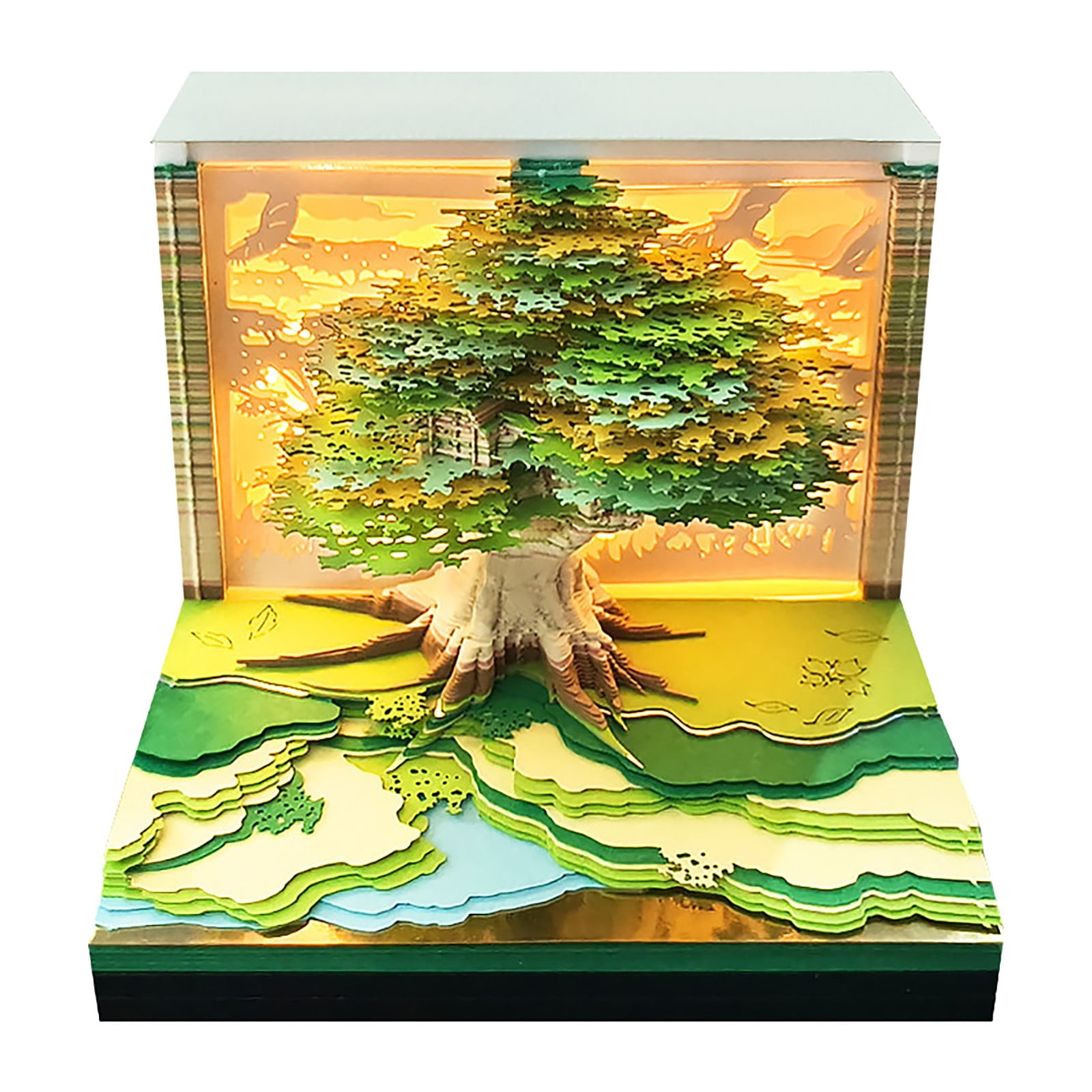 Uanit 2025 3D Art Desk Calendar with LED Lights Paper Engraving Tear ...