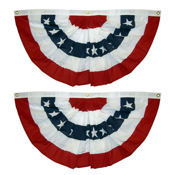 Uanit 2pc half moon flag large size USA Pleated Stripes Bunting Print Title with Canvas American Patriotic American and Fan Flag Decoration Home Decor