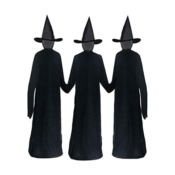 Uanit 3 Pack Witches Halloween Decorations Outdoor, 6 Ft Lighted Witch Stakes Yard Decoration with Change Colors, Life Size Scary Witch Trio Halloween Props for Lawn Grave Party