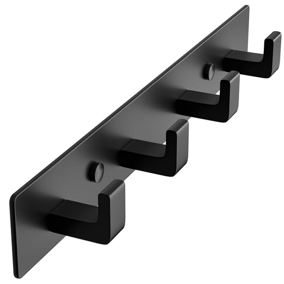 Uanit 304 Stainless Steel Wall Mounted Coat Hook with Elegant Black Frosted Coating - Sturdy Adhesive or Drill Install for Hats, Bags, Keys & Towels, Bathroom Entryway