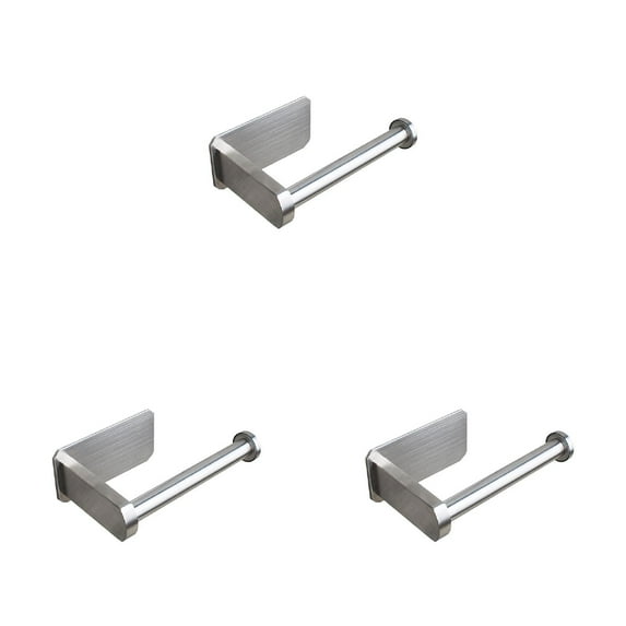 Uanit 3pcs Toilet Paper Holder Self Adhesive Toilet Paper Holder Wall Mount for Bathroom, 304 Stainless Steel Command Strip Toilet Paper Roll Holder Stick on Wall, No Drilling - Brushed Nickel