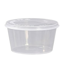 Uanit 4oz Disposable One-Piece Sauce Cup 50pc Small Plastic Containers with Lids for Food Shot Cups with Lids Disposable Portion Cup