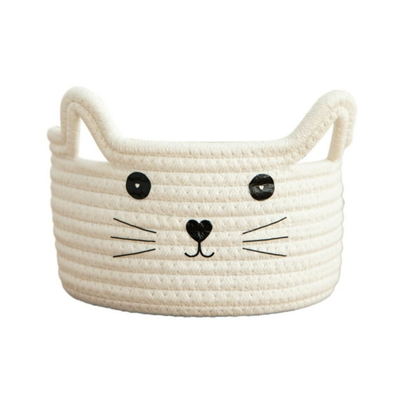 Uanit Baskets for Organizing Cute Animal Storage Baskets Cat Toy Basket Big Cotton Rope Hamper Organizer for Laundry, Towels, Blanket, Toys, Clothes, Gifts, Pet Bed 8.3''x4.7''