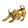 thumbnail image 1 of Uanit Brass Wall Street Bull Handmade Pure Copper Statue Brass Sculpture Collectable Table Decor Figurine for Living Room Home Decorations and Office Business Gift (Gold), 1 of 6