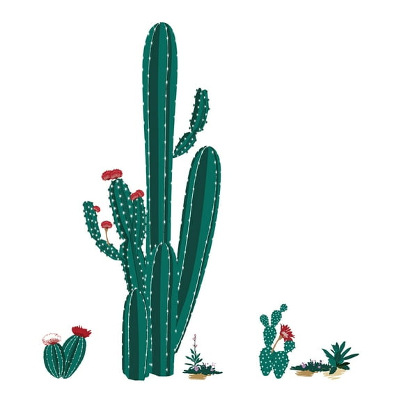 Uanit Cactus Green Plant Wall Sticker Decals Tropical Stickers Diy Peel and Stick Art Murals for Kids Room Bedroom Living Bathroom Kitchen Office Home Decoration Wall Decals Peel and Stick