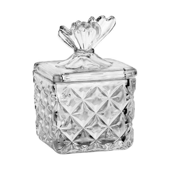 Uanit Candy Dish with Lid, Glass Decorative Candy Jar Crystal Covered Sugar Bowl Diamond Star Glass Jar for Candy Buffet, Party, Wedding, Home Decoration