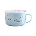 thumbnail image 1 of Uanit Ceramic Plum Blossom Instant Noodle Bowl with Lid Rice Handle Household Student Lunch Box Sealed Soup Ceramic Bento Bowl, 1 of 4